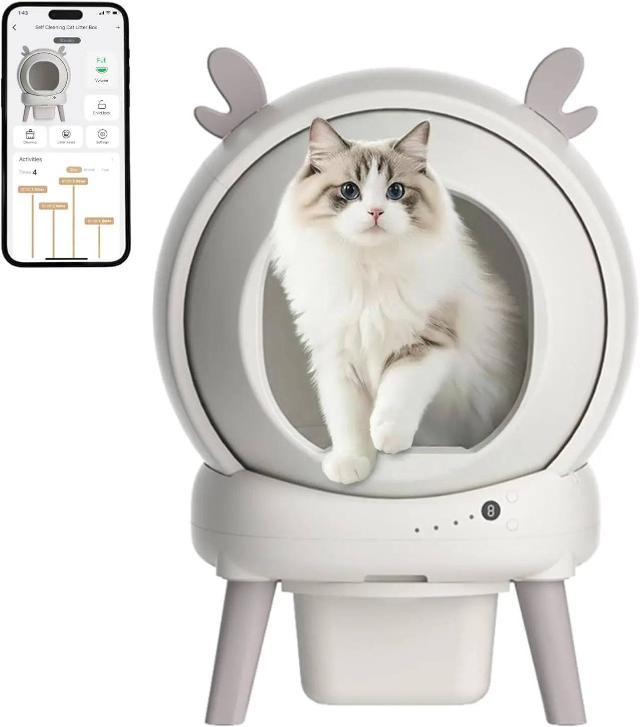 65L Self-Cleaning Cat Litter Box | 9 Safety Sensors | Triple Odour Control | App & UK Plug - United Kingdom / 220V-240V UK Plug