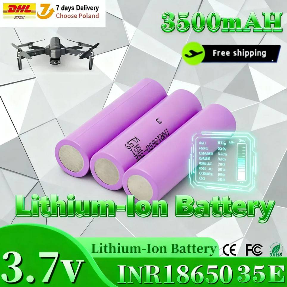 NEW Rechargeable Li-Ion Battery, 18650 3500mAh 25A Discharge Inr18650-35e 3500mAh 3.7V
