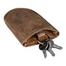 STILORD "Monty" vintage läder nyckelring nyckelring med ring organisering för dam och herr äkta läder, Medelbrun, S, Plånbok