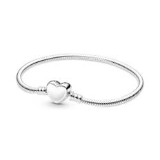 Pandora - Moments armbånd i sølv med hjertelås til gravering - 599206c00