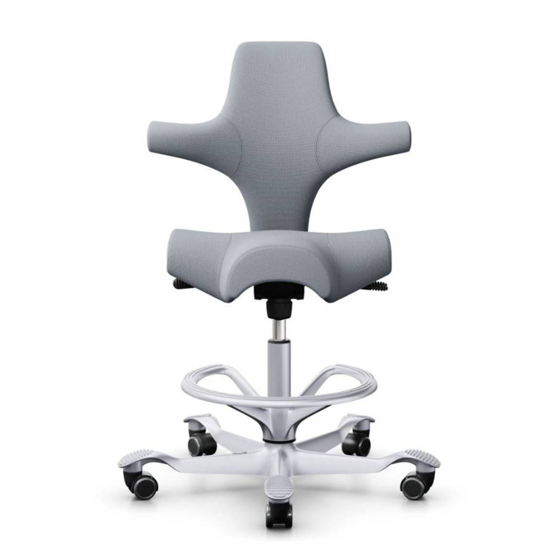 HÅG Capisco 8106, Ergonomisk kontorsstol, Färg Ljusgrå (SC60139), Underrede Silver, Liftomat 265 mm, Fotring Ja