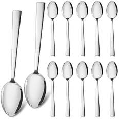 HaWare Löffel 12 Stück, Edelstahl Suppenlöffel Esslöffel 12er Set, Elegantes & Modernes Menülöffel Tafellöffel Set für Zuhause/Restaurant/Party, Hochglanzpoliert & Spülmaschinenfest - 19.5cm