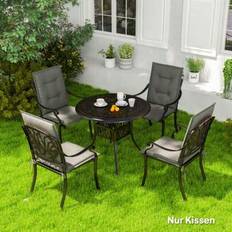 Outsunny set med 4 sittdynor 108 x 50 x 5 cm stolsdynor med band, sittdyna för utomhusbruk/inomhusbruk, sittdyna, bänkdyna för trädgårdsmöbler, sittst - Mörkgrå