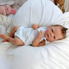 Realistisk Silikone Reborn Baby Dukke Dreng - Mærke - Model - Åbne Øjne - Billig