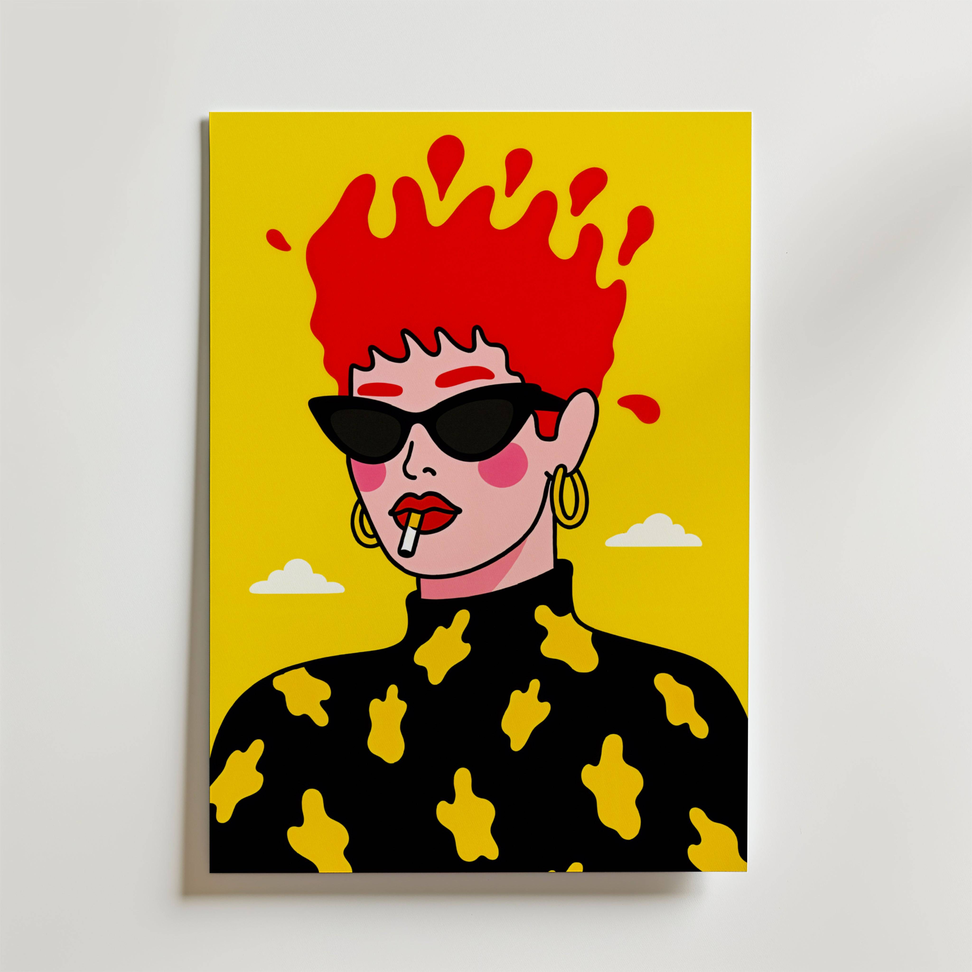 Fire Attitude Poster - Fine Art Poster 100x140 cm