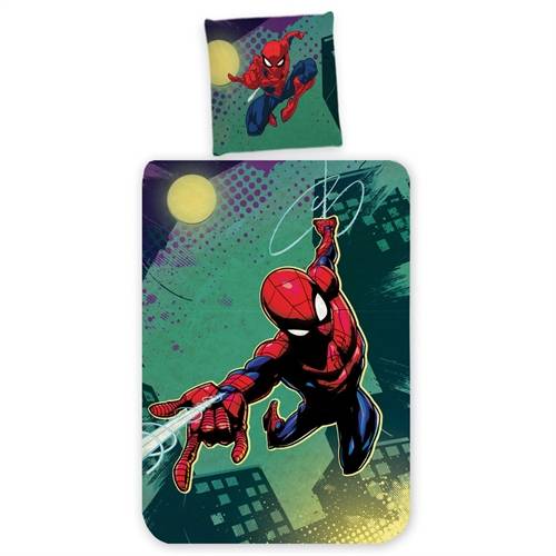 Spiderman sängkläder - Vändbart påslakanset - Flying - 100% mjuk bomull