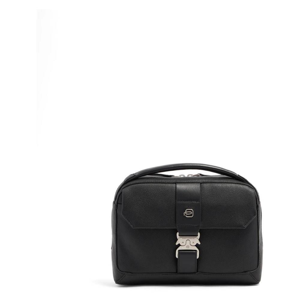 Piquadro Læder crossbody taske med polstret telefonlomme - Tasker - Herre - Sort - ONE SIZE - Læder