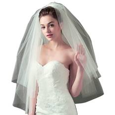 Canb Bridal Wedding Veils Chapel L?ngde 3 Tier Tyl Veil med Comb Bridal Hair Accessories To Women (White)