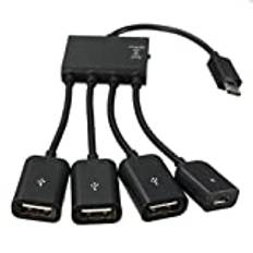 4-portars micro USB-laddare OTG hubb adapterkabel för Samsung Galaxy S6, Samsung Galaxy Note, Samsung Galaxy Tab3 8.0, Sony Xperia NX-02D, Sony Xperia, Sony S-serien surfplatta