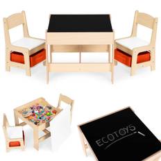 Barnmöbler – bord + 2 stolar med svarta tavla ECOTOYS