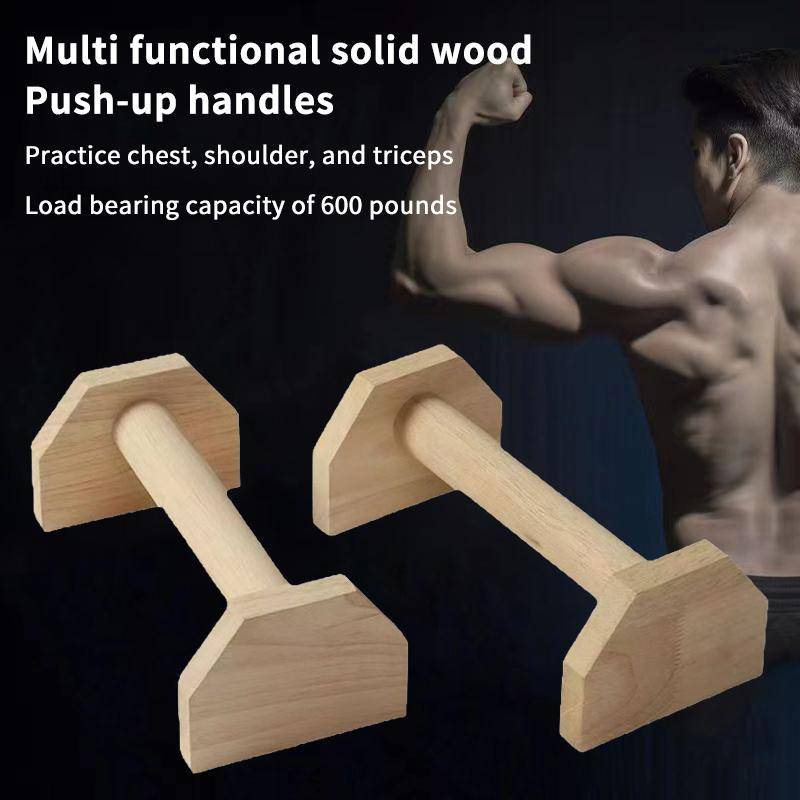 Trä armhävningsstöd Parallettes för hemmagym Fitness, Bärbara armhävningsställ Träningsutrustning, Handtag Yoga Träning beige