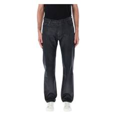 Levi's, Jeans, Herr, W34 L32, Bomull, Svarta Vaxade Jeans med Raka Ben - black (W34 L32)
