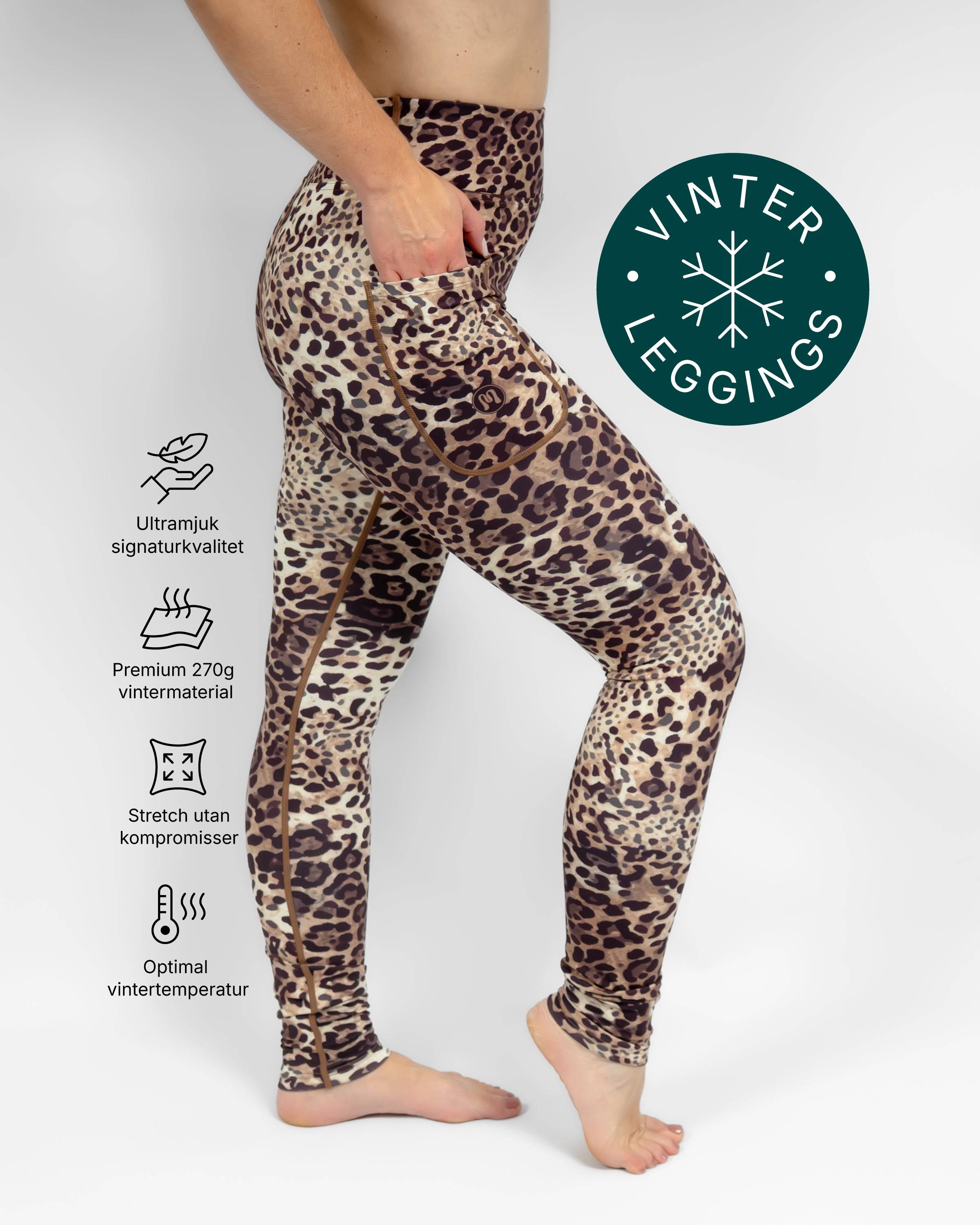 Aya Leopard Tight Fit Winter Leggings, S