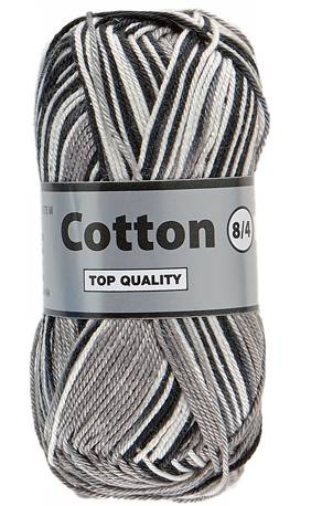 Lammy cotton 8/4, multifarvet, sort og hvid, 50 g, nr. 620.