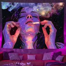 Blacklight Tapestry UV Reactive Tapestry Vibe Tapestry Aesthetic Wall Tapestry Wall Hanging For Bedroom - Beige - 200*150,95*73,150*100,150*130,230*178,120x80inch(305x203cm),110x71inch(280x180)