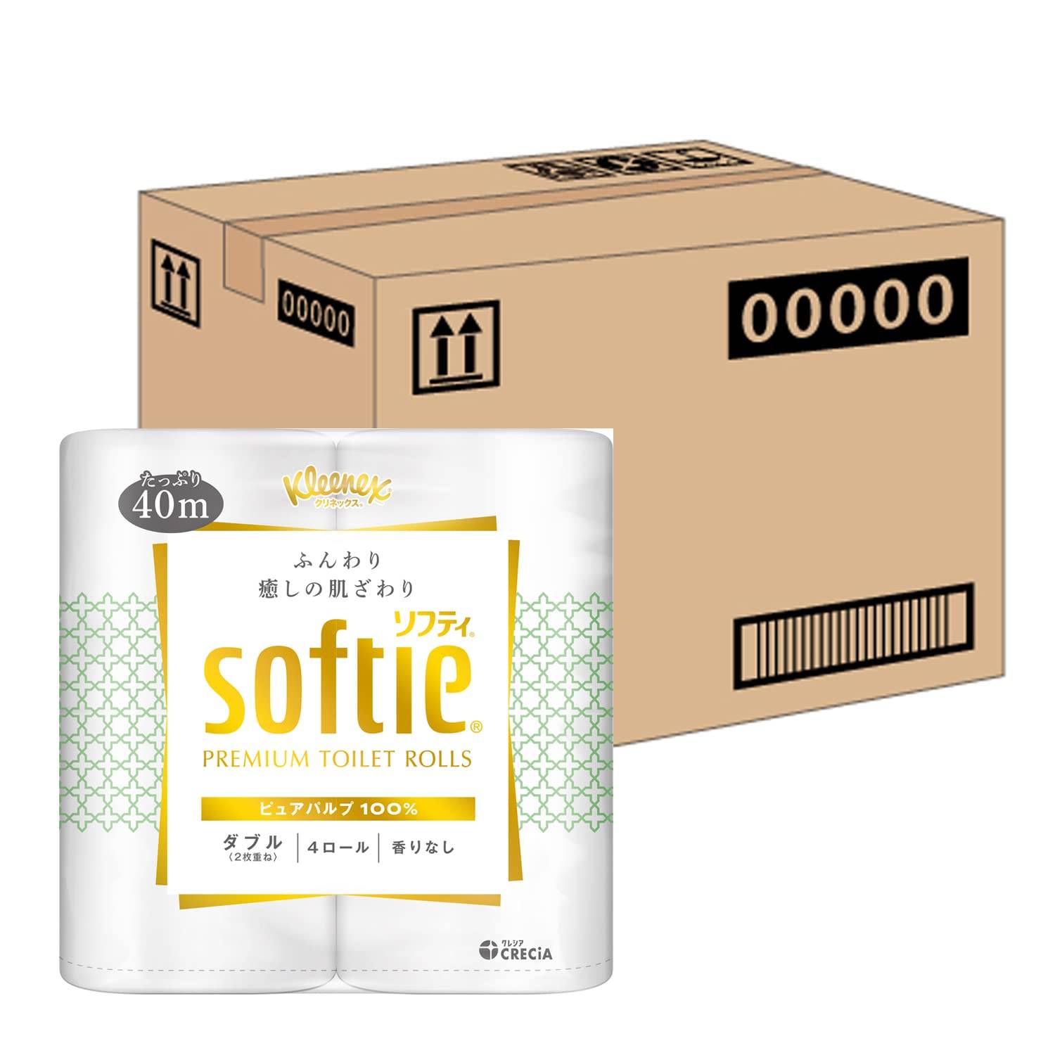 Kleenex Softie 40m Dubbel 4 Rullar Ren Vit x 10 förpackningar [Partiförsäljning]