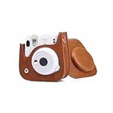 AFGRAPHIC Retro kamerafodral väska brunt PU-läder skyddsfodral för Fujifilm Instax Mini 8 Instant Film Camera, Brun, Hölje