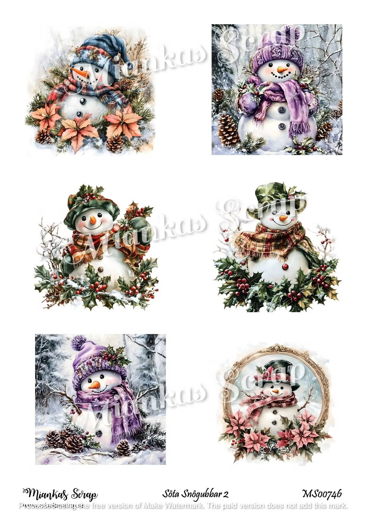 Miankas Scrap klippark - Söta Snögubbar 2