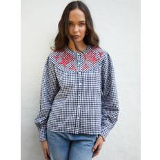 Another Sunday Another Sunday Navy Gingham Gingham Button Through Blouse