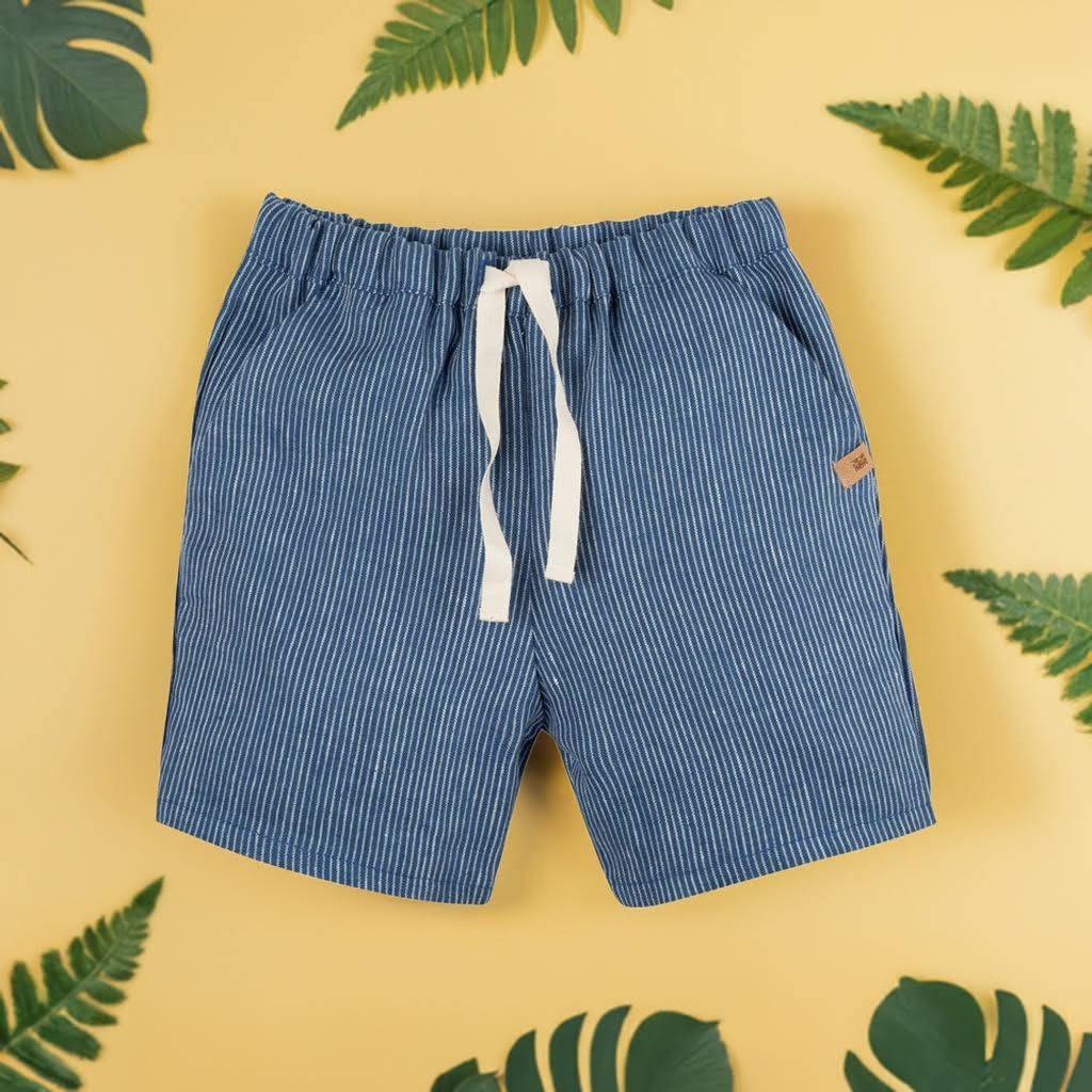 Svalkande linne shorts kortbyxor för barn - randigt blå/vit - 86-128cl: 92cl (18-24mån)
