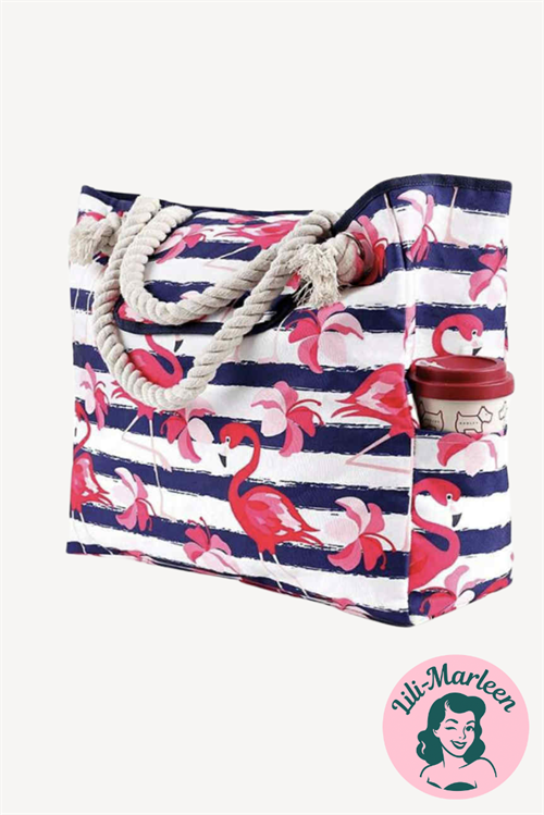 Miss Flamingo Beach – Strandtaske med tropisk attitude og maritim charme.