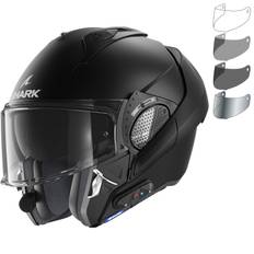Shark Evo-GT N-COM B802SK Flip Front Motorcycle Helmet & Visor - Matt Black / 55-56cm | S / Clear