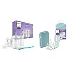 Philips Avent Babyflaschen mit AirFree Ventil & Avent Babypflege-Set – Starter-Set mit 9 Zubehörteilen