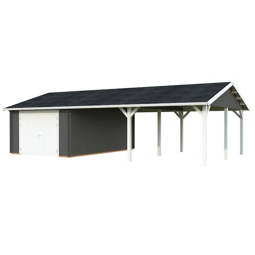 Garage Palmako Roger med Carport 53,1 m2 och Takskjutport