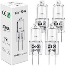 BROTOU G4 Halogenlampen, G4 Halogen Leuchtmittel 20W 12V 2800K 300LM DimmbareGlühbirnen für Backofenlampe Mikrowellen Herd Deckenleuchten (4er-12v 20w)