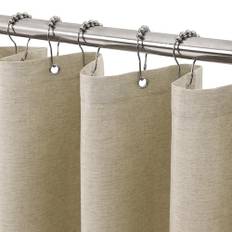 Duschdraperi för Badrum med Metallkrokar Duschdraperi Linnestil Kraftig Baddraperi för Våtrum Badkar Duschstall, Hotellkvalitet, Viktad Fåll, Vattentät - 92 x 182cm (Taupe)