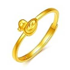 Damring 999 Pure Cute Duck Ring Modesmycken 24k Gul Justerbar Ring