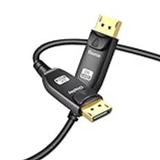 Angusplay DisplayPort till DisplayPort-kabel 1,4 20 m, Ultra HD 8K @ 60 Hz 4K @ 144 Hz optisk fiberkabel, High Speed 32,4 Gbit/s lång DP kabel 1,4 1,2 för HDCP 3D-spel och PC-skärm