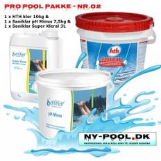 Pro Pool Pakke 2. HTH klor & Saniklar pH Minus & Saniklar Super Kleral