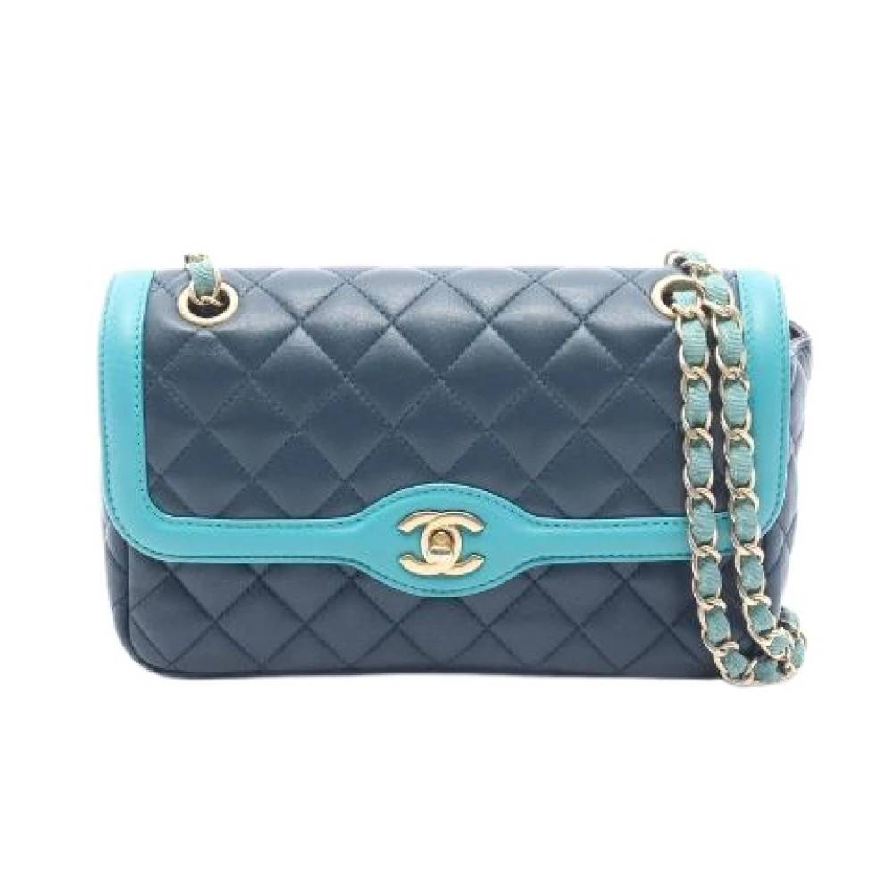 Chanel Vintage Pre-owned Matelasse Læder Skuldertaske - Vintage - Dame - Blå - ONE SIZE - Uld