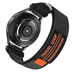 Kamita Sport nylonrem kompatibel med Samsung Galaxy Watch 7/6/5/4, 20 mm Trail Loop remmar för kvinnor och män, justerbart flätat elastiskt ersättningsband för Galaxy Watch FE/6 Classic/5 Pro (svart)