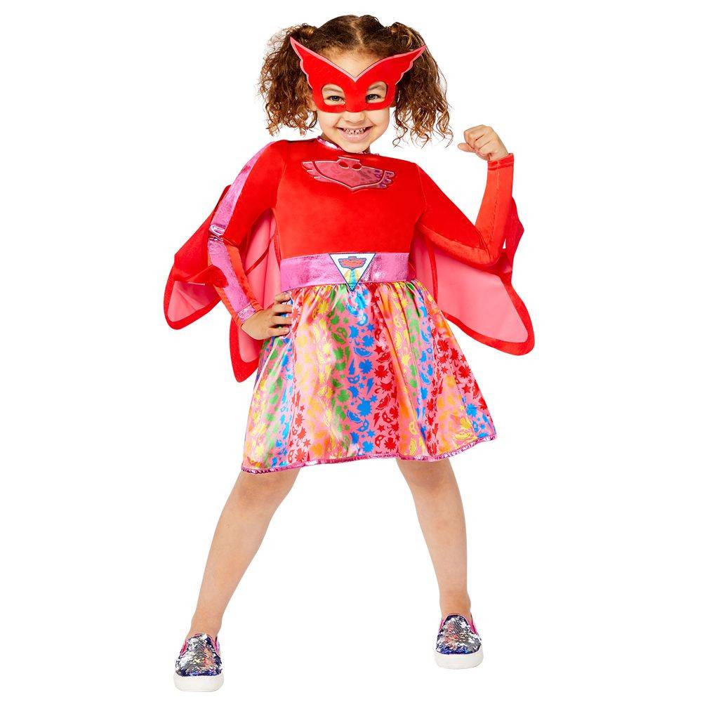 Pyjamsheltene Owlette regnbue 116-128 cm PJ Mask Fastelavn og udklædning 990886