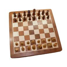Luksus magnetisk skakspil og backgammon i træ - håndlavet og sammenklappeligt
