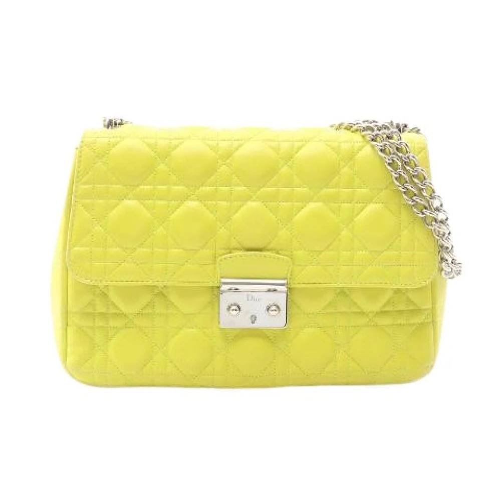 Dior Vintage Pre-owned New Lock Cannage Læder Skuldertaske - Vintage - Dame - Gul - ONE SIZE - Uld