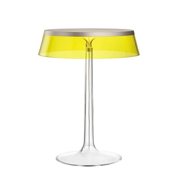 Flos Bon Jour Bordslampa Matt Brons Kropp och Gul Skärm - Transparent + Matt Krom + Gul