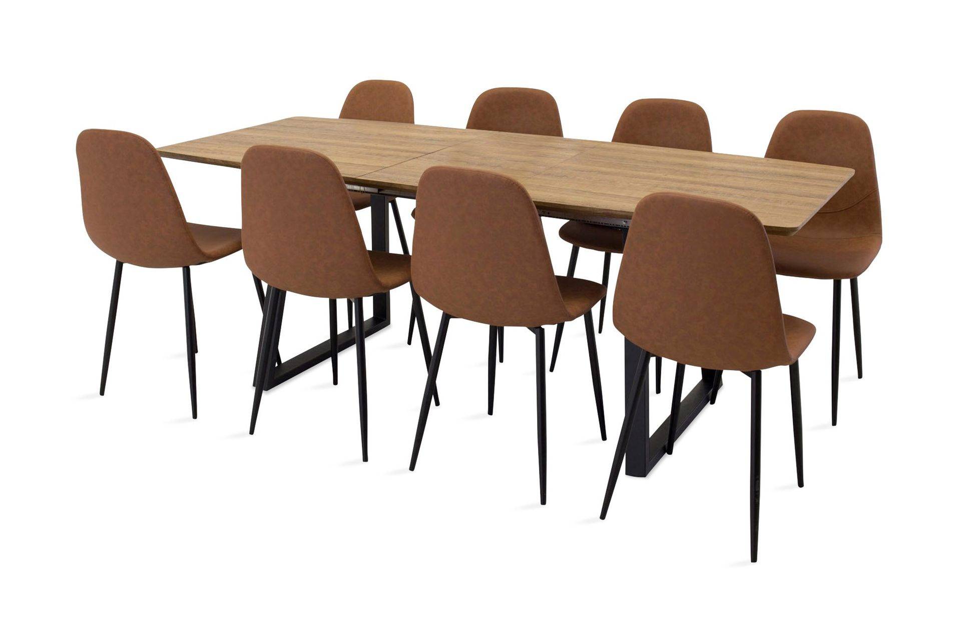 Venture Home Leah Förlängningsbart Matgrupp med 8 Pontus Köksstol - Konstläder Brun/Beige Matgrupper Beige,Brun Trä