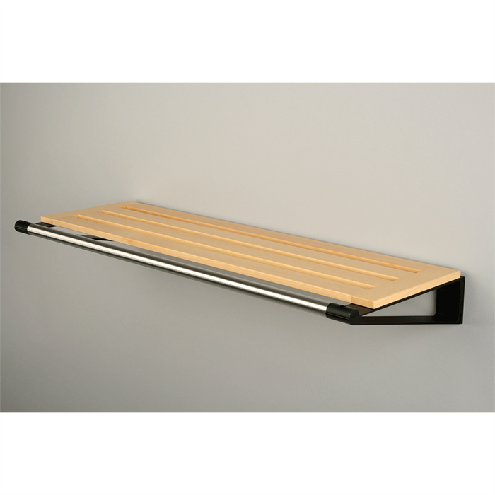 Knax hylde 6 hattehylde - 60 cm - lakeret bøg - sorte hyldebærere