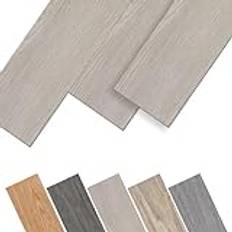 JNGLGO PVC-golvbeläggning, vinylgolv, självhäftande vinylplattor med träutseende, vattentäta golvplattor, halkfritt PVC-golv, 91,44 x 15,24 x 0,2 cm – 36 stycken, 5 m², beige-grå