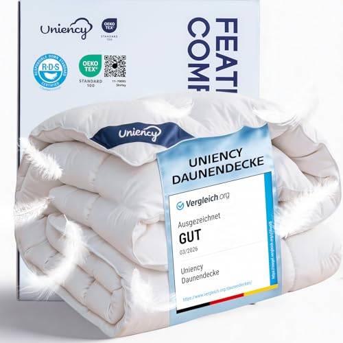 Uniency duntäcke 240 x 260 vinter extra varmt 100 % bomullsöverdrag, täcke 260 x 240 dun och fjädrar, duntäcke, vinterfilt, fjädertäcke, kviltad | vit | fyllnadsvikt: 3 100 gr.| Ökotex och RDS