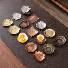 1 st Mässing glasunderlägg kopphållare Kungfu teceremoni tekopp värd kopp rack tallrik Värmeisolering metall teset matta tillbehör - Multifärgad (Kopparfärg,silver,brons,mässingsfärg)
