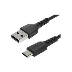 StarTech.com 1m USB A to USB C Charging Cable, Durable Fast Charge & Sync USB 2.0 to USB Type C Data Cord, Rugged TPE Jacket Aramid Fiber M/M 3A Black, Samsung S10, S20, iPad Pro, Pixel - Heavy Duty and Rugged - USB Type-C kabel - USB til 24 pin USB-C - 1