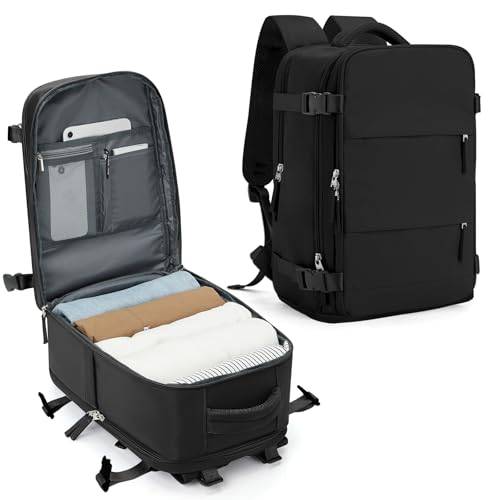 SZLX Ryanair Ryggsäck 40x20x25 Kvinnor Reseryggsäck Handbagage 20L Män kabinväskor Easyjet Reseryggsäck Lämplig för 14 tums bärbar dator med skofack för arbete och skola,Svart