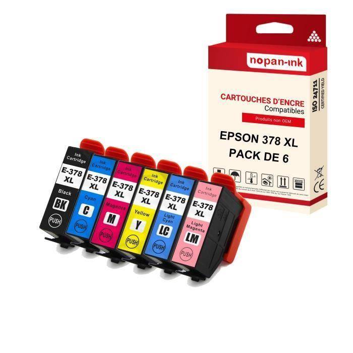 NOPAN-INK - 6 kompatibla bläckpatroner för EPSON 378 XL 378XL (Ekorre) kompatibla EPSON Epson Expression Photo HD XP-15000 XP-800