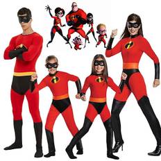 Incredibles Kostume Jack Paar Cosplay Jumpsuit Incredibles Bob Paar Cosplay Voksne Børns Strømpebukser Maske Sæt Halloween Kostume Mænd-Xin