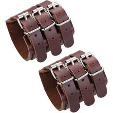 Armband i äkta läder för män, kvinnor, trippelt brett armband