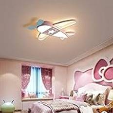 lamp Kreativt tecknat flygplan Dimbar LED-taklampa Barnsovrum Deco-taklampa Enkel tecknad ljuskrona Flygplan LED-lampa för spelrum för barnrum (Färg: Rosa) light